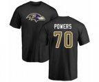 Baltimore Ravens #70 Ben Powers Black Name & Number Logo T-Shirt