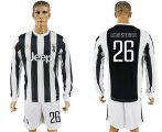 2017-18 Juventus 26 LIGHTSTEINER Home Long Sleeve Soccer Jersey