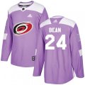 Carolina Hurricanes #24 Jake Bean Authentic Purple Fights Cancer Practice NHL Jersey
