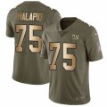 New York Giants #75 Jon Halapio Limited Olive Gold 2017 Salute to Service NFL Jersey