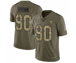 New Orleans Saints #90 Malcom Brown Limited Olive Camo 2017 Salute to Service Football Jersey