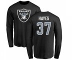 Oakland Raiders #37 Lester Hayes Black Name & Number Logo Long Sleeve T-Shirt