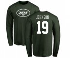 New York Jets #19 Keyshawn Johnson Green Name & Number Logo Long Sleeve T-Shirt