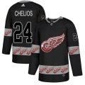 Detroit Red Wings #24 Chris Chelios Authentic Black Team Logo Fashion NHL Jersey