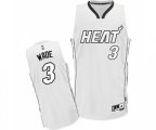 Miami Heat #3 Dwyane Wade Authentic White On White Basketball Jersey