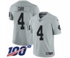 Oakland Raiders #4 Derek Carr Limited Silver Inverted Legend 100th Season Football Jersey