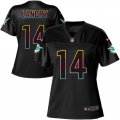 Women Miami Dolphins #14 Jarvis Landry Game Black Fashion NFL Jersey