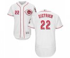 Cincinnati Reds #22 Derek Dietrich White Home Flex Base Authentic Collection Baseball Jersey
