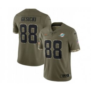 Miami Dolphins #88 Mike Gesicki 2022 Olive Salute To Service Limited Stitched Jersey