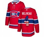 Montreal Canadiens #4 Jean Beliveau Authentic Red USA Flag Fashion NHL Jersey