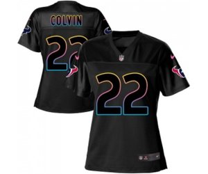 Women Houston Texans #22 Aaron Colvin Game Black Fashion Football Jersey