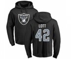 Oakland Raiders #42 Ronnie Lott Black Name & Number Logo Pullover Hoodie