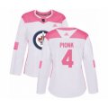 Women Winnipeg Jets #4 Neal Pionk Authentic White Pink Fashion Hockey Jersey