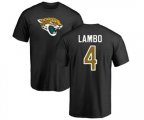 Jacksonville Jaguars #4 Josh Lambo Black Name & Number Logo T-Shirt