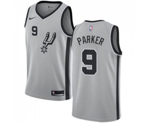 San Antonio Spurs #9 Tony Parker Swingman Silver Alternate NBA Jersey Statement Edition