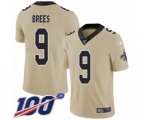 New Orleans Saints #9 Drew Brees Limited Gold Inverted Legend 100th Season Football Jersey