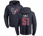 Houston Texans #51 Dylan Cole Navy Blue Name & Number Logo Pullover Hoodie