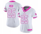 Women Carolina Panthers #25 Eric Reid Limited White Pink Rush Fashion Football Jersey