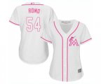 Women's Miami Marlins #54 Sergio Romo Replica White Fashion Cool Base Baseball Jersey