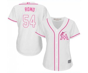 Women\'s Miami Marlins #54 Sergio Romo Replica White Fashion Cool Base Baseball Jersey