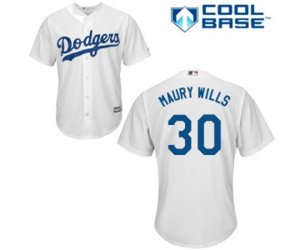 Los Angeles Dodgers #30 Maury Wills Replica White Home Cool Base Baseball Jersey