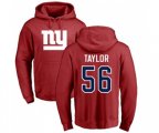 New York Giants #56 Lawrence Taylor Red Name & Number Logo Pullover Hoodie