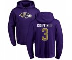 Baltimore Ravens #3 Robert Griffin III Purple Name & Number Logo Pullover Hoodie