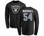 Oakland Raiders #54 Brandon Marshall Black Name & Number Logo Long Sleeve T-Shirt