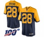 Green Bay Packers #28 Tony Brown Limited Navy Blue Alternate 100th Season Football Jersey