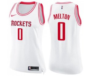 Women\'s Houston Rockets #0 De\'Anthony Melton Swingman White Pink Fashion Basketball Jersey