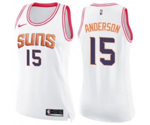 Women\'s Phoenix Suns #15 Ryan Anderson Swingman White Pink Fashion Basketball Jersey