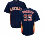 Houston Astros #55 Ryan Pressly Authentic Navy Blue Team Logo Fashion Cool Base Baseball Jersey