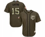 Minnesota Twins #15 Jason Castro Authentic Green Salute to Service Baseball Jersey