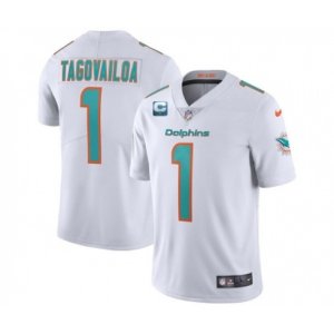 Miami Dolphins 2022 #1 Tua Tagovailoa White With 1-star C Patch Vapor Limited Stitched NFL Jersey