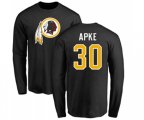 Washington Redskins #30 Troy Apke Black Name & Number Logo Long Sleeve T-Shirt