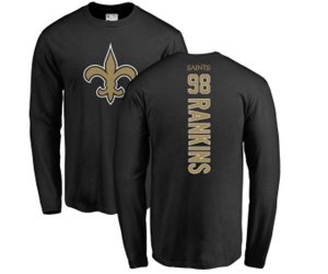 New Orleans Saints #98 Sheldon Rankins Black Backer Long Sleeve T-Shirt