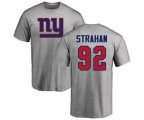 New York Giants #92 Michael Strahan Ash Name & Number Logo T-Shirt