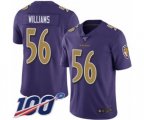 Baltimore Ravens #56 Tim Williams Limited Purple Rush Vapor Untouchable 100th Season Football Jersey