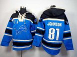 Detroit Lions #81 calvin johnson black-blue[pullover hooded sweatshirt]