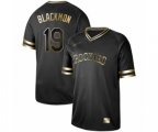 Colorado Rockies #19 Charlie Blackmon Authentic Black Gold Fashion Baseball Jersey