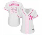 Women's Oakland Athletics #24 Rickey Henderson Replica White Fashion Cool Base Baseball Jersey