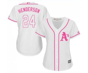 Women\'s Oakland Athletics #24 Rickey Henderson Replica White Fashion Cool Base Baseball Jersey