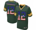 Green Bay Packers #12 Aaron Rodgers Elite Green USA Flag Fashion Football Jersey