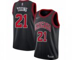 Chicago Bulls #21 Thaddeus Young Authentic Black Finished Basketball Jersey - Statement Edition