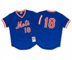1986 New York Mets #18 Darryl Strawberry Authentic Royal Blue Throwback Baseball Jersey