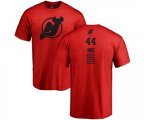 New Jersey Devils #44 Miles Wood Red One Color Backer T-Shirt