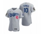 Los Angeles Dodgers Justin Turner Nike Gray 2020 World Series Authentic Jersey
