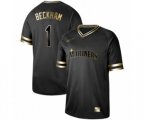 Seattle Mariners #1 Tim Beckham Authentic Black Gold Fashion Baseball Jersey