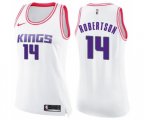 Women's Sacramento Kings #14 Oscar Robertson Swingman White Pink Fashion Basketball Jersey
