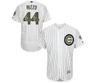 Majestic Chicago Cubs #44 Anthony Rizzo Authentic White 2016 Memorial Day Fashion Flex Base MLB Jersey